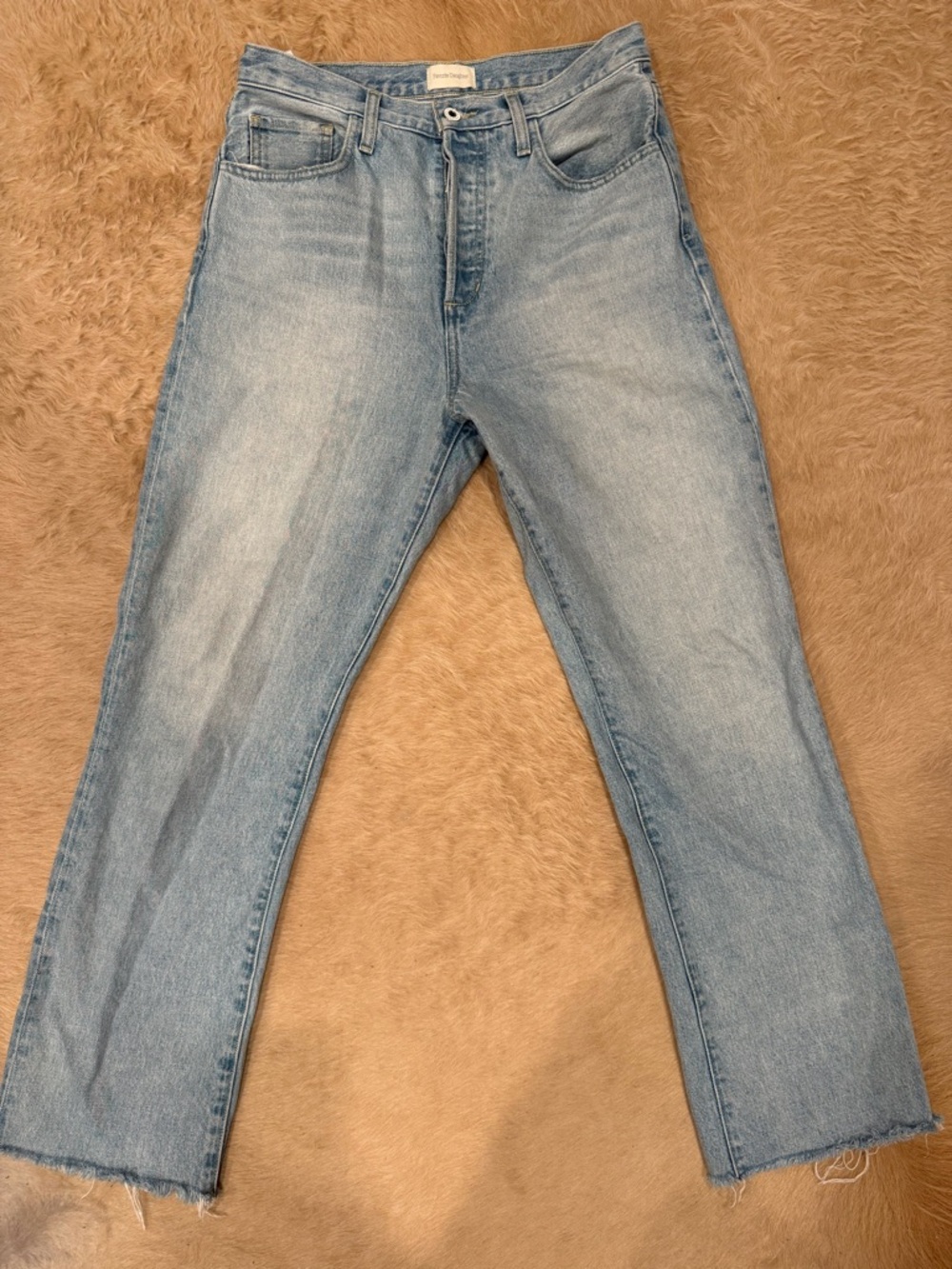 Favorite Daughter The Otto, Telluride light blue denim with raw hem, button fly